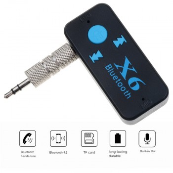 Built-in battery and Mic bluetooth 4.1 car kit handsfree calling TF 3.5mm aux jack bluetooth receiver for car speaker adapter