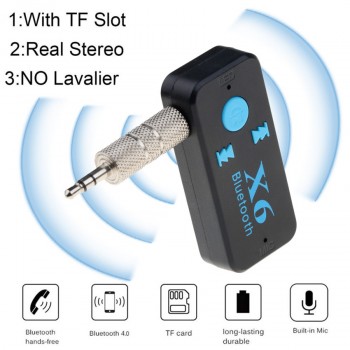 Built-in battery and Mic bluetooth 4.1 car kit handsfree calling TF 3.5mm aux jack bluetooth receiver for car speaker adapter