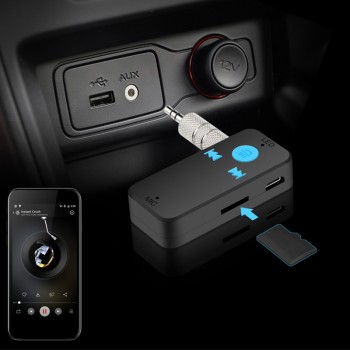 Wireless Bluetooth Receiver 3 in 1 USB 4.0 Bluetooth Adapter 3.5mm Audio Jack TF Card Reader MIC Call Support For Car Speaker X6