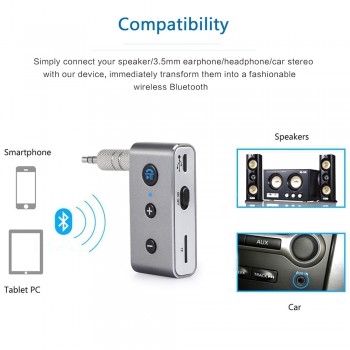 Onever Wireless Bluetooth Aux Audio Receiver Adapter Handsfree Car Kit 3.5mm jack Aux Bluetooth 4.2 Hands Free Music Receiver