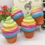 10cm Jumbo Squishy Ranbow Ice Cream Cone Jumbo PU Slow Rising Soft Squishes Lovely Toys Stress Relief Toy