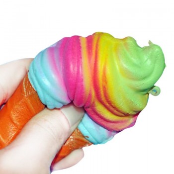 10cm Jumbo Squishy Ranbow Ice Cream Cone Jumbo PU Slow Rising Soft Squishes Lovely Toys Stress Relief Toy