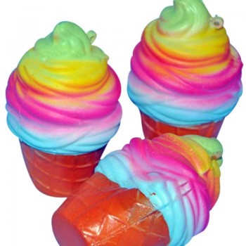 10cm Jumbo Squishy Ranbow Ice Cream Cone Jumbo PU Slow Rising Soft Squishes Lovely Toys Stress Relief Toy