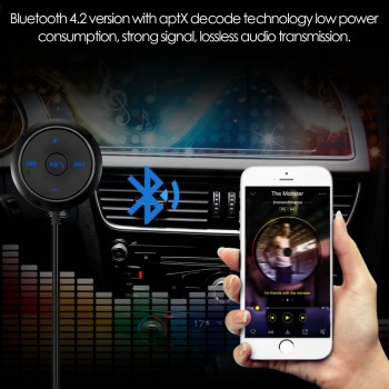 JINSERTA Wireless Car 3.5mm Bluetooth V4.2 Receiver Music Audio Receiver Adapter Hands-free Car Kit A2DP Streaming Kit