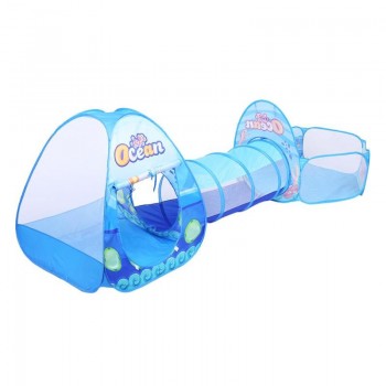 3 in 1 Set Foldable Kids Crawling Tunnel + Play Tents + Baby Ocean Ball Pool Children Game Toys Play House Set