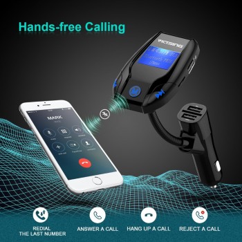 VicTsing FM Bluetooth FM Transmitter Wireless In-Car FM Transmitter Radio Adapter Car Kit 3 USB Ports Car Charger MP3 Player