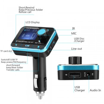 New 2.1A Dual USB wireless Bluetooth FM Transmitter CAR KIT MP3 Player Handsfree A2DP Car Charger DC12-26V LCD Display