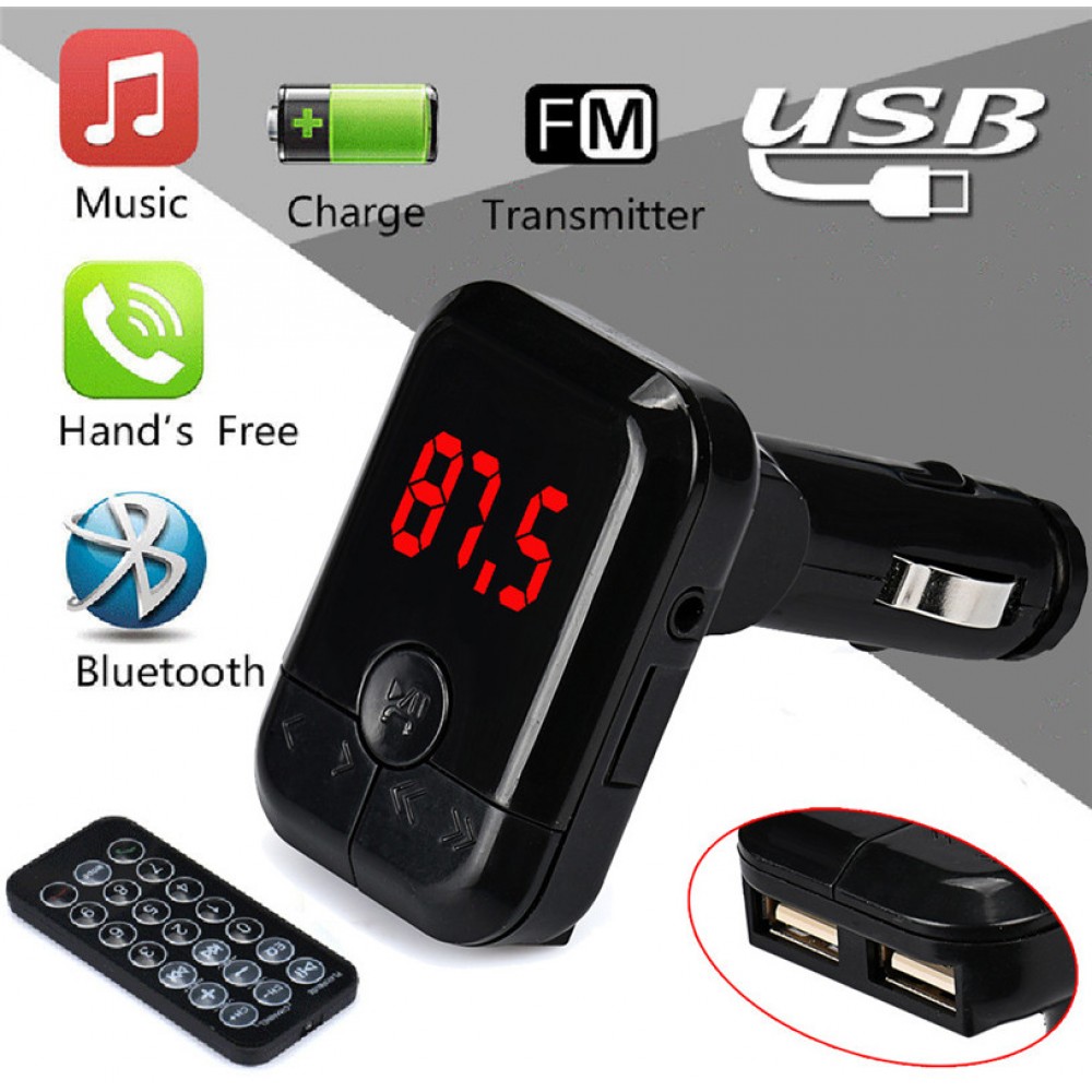 Bluetooth Wireless FM Transmitters Black Music MP3 Player Hands free Car Kit USB TF SD Remote Car-styling