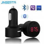 JINSERTA 2018 Bluetooth FM Transmitter Handsfree Car Kit FM Radio MP3 Player U Disk USB Car Charger