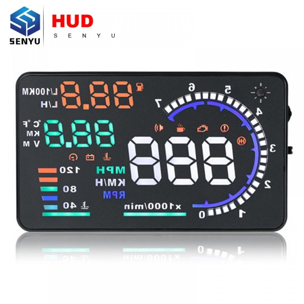 2018 Head Up Display HUD A8 5.5 inch Auto HUD Display HUD A8 OBD2 Interface Speed Alarm Multi-color Free Shipping