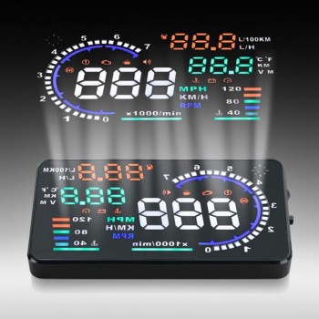 2018 Head Up Display HUD A8 5.5 inch Auto HUD Display HUD A8 OBD2 Interface Speed Alarm Multi-color Free Shipping