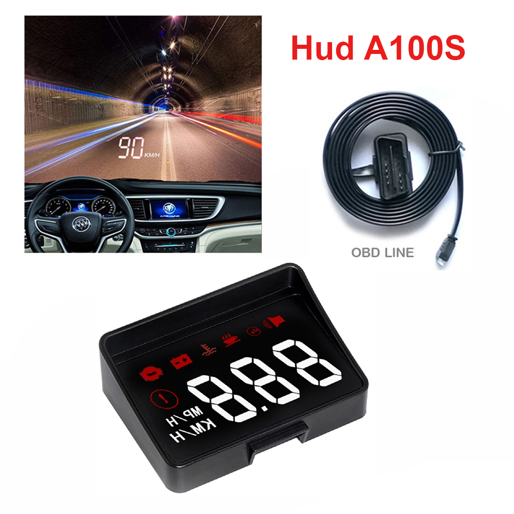 Car HUD Head Up Display OBD2 Interface Plugamp;Play Vehicle Speed KM/h MPH HD Display OverSpeed Warning, Water Temperature Voltage