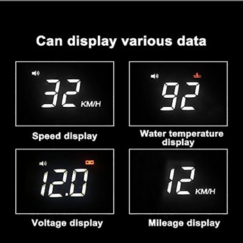Car HUD Head Up Display OBD2 Interface Plugamp;Play Vehicle Speed KM/h MPH HD Display OverSpeed Warning, Water Temperature Voltage