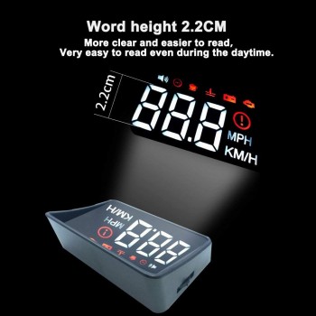 Car HUD Head Up Display OBD2 Interface Plugamp;Play Vehicle Speed KM/h MPH HD Display OverSpeed Warning, Water Temperature Voltage