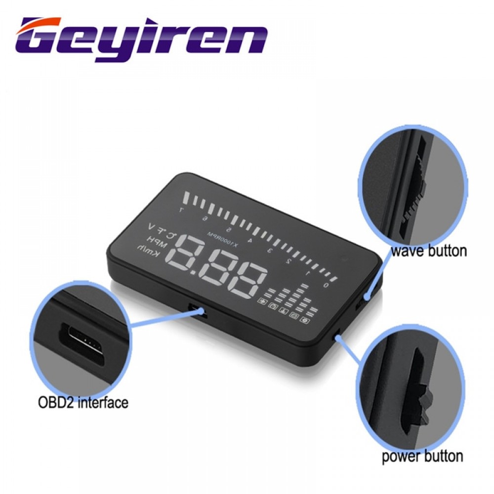 GEYIREN 3 Inch X5 OBD2 HUD Display Car Water Temperature Speedometer Hud Head Up Display Electronic Hud Cars Free Shipping 2016