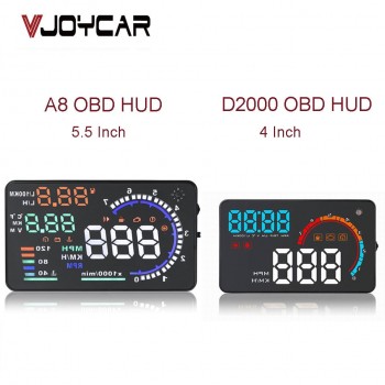 VJOYCAR 5.5 A8 Car HUD Head Up Display 4 D2000 OBD2 Display LED Windscreen OBD Scanner Over Speed Warning Car Speed Projector