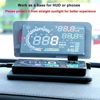 Head-up Display GPS Navigation Car Dash Mount Cell Phone Holder Reflective Film, Vehicle HUD Smartphone Holder Mount for iPhone