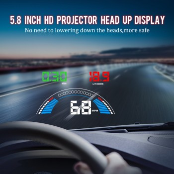 5.8 Car styling S7 HUD GPS Speedometer OBD2 Car Head Up Display Vehicle Speeding Warning Fuel Consumption Water Temperature RPM