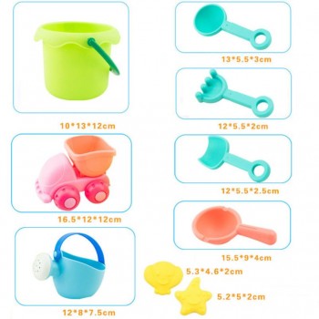 shaunyging # 4005    10Pcs Sand Sandbeach Kids Beach Toys Castle Bucket Spade Shovel Rake Water Tools