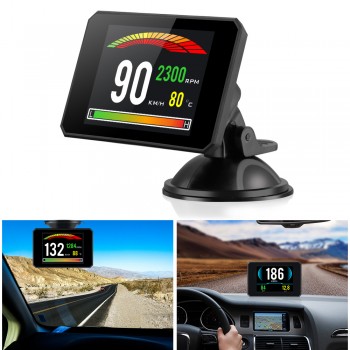 Head Up Display OBD2 OBD Digital HUD Car Speedometer On-Board Computer Fuel Mileage Speed Warning Error Code Diagnosis Tool