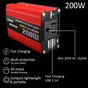 200W car power inverter dc 12v to ac 220v and ac 110v converter usb charger adapter 150W portable auto modified save 12 220 180W