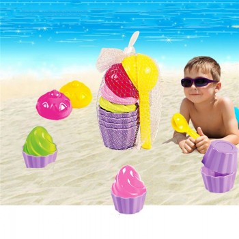 9 Pieces Kids Baby Beach Sand Toys Small Cake Mould Spoon Ice Cream Pudding Beach Play Sand and Snow Play