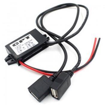 1pcs New Dual 2 USB DC-DC Car Converter Module Cable with mounting hole input DC 12V To USB Ouput 5V 3A 15W Power Adapter