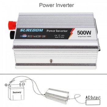 500W Car Inverter DC 12V 24V to AC 220V 110V USB Auto Power Inverter Adapter Charger Voltage Transformer Peak Power 1000W