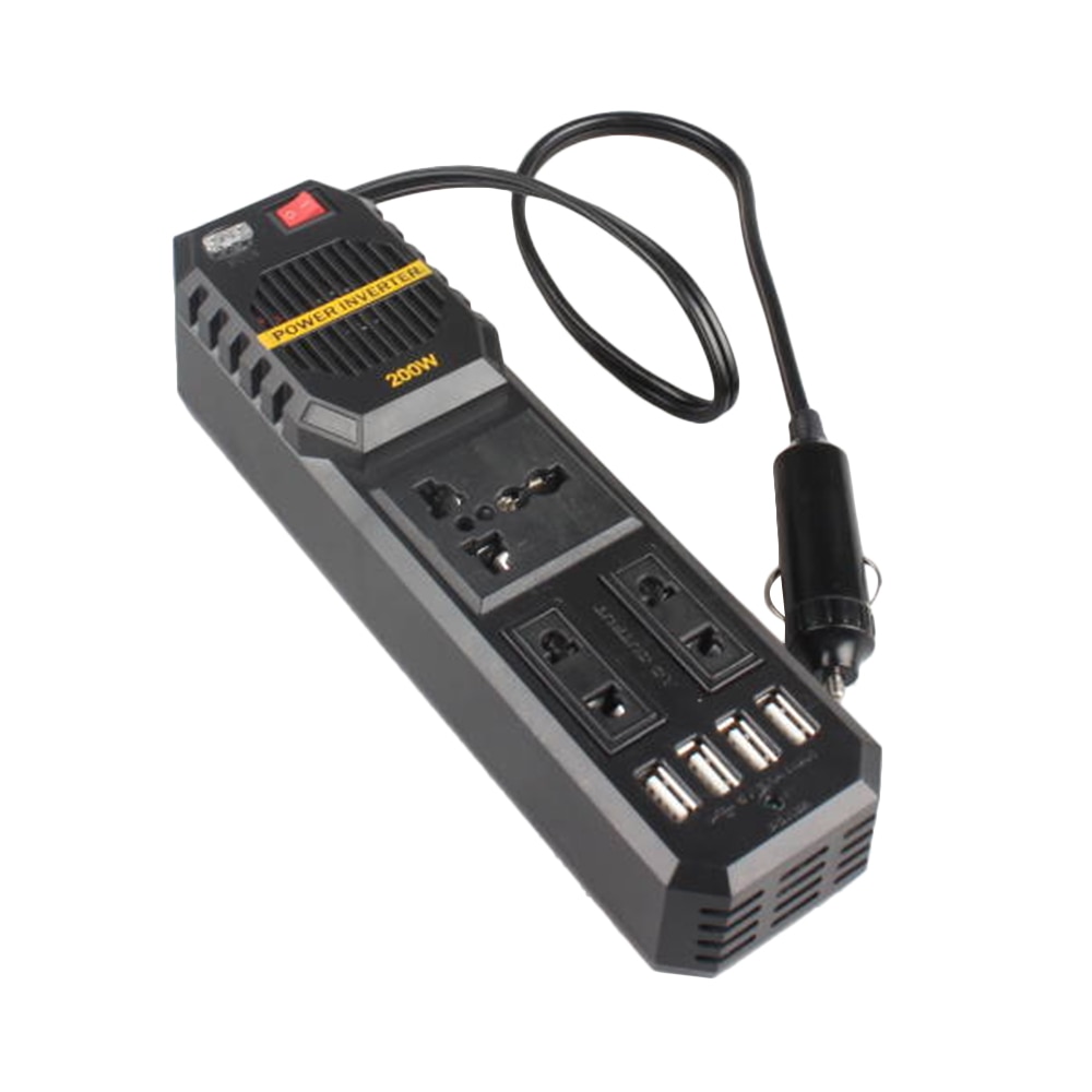 200W Car Power Inverter DC12V to AC220V Car Inverter Car Plug Converter with Four USB 2.1A