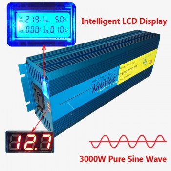 Digital Display PURE SINE WAVE POWER INVERTER 3000W/6000W MAX DC 12V To AC 220V CAMPING BOAT SINEWAVE