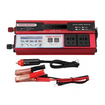 Car Solar Power Inverter P eak 3000W DC 12/24V to AC 220V/110V Sine Wave USB Converter Protection 4 Interface AC Outlets Compaty