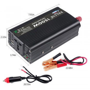 Converter DC 12 V to AC 220 V 700 W Peak Power 1500 W 50Hz Sine Wave Inverter with 3.1 A 2 USB Car Adapter Sturdy and Durable