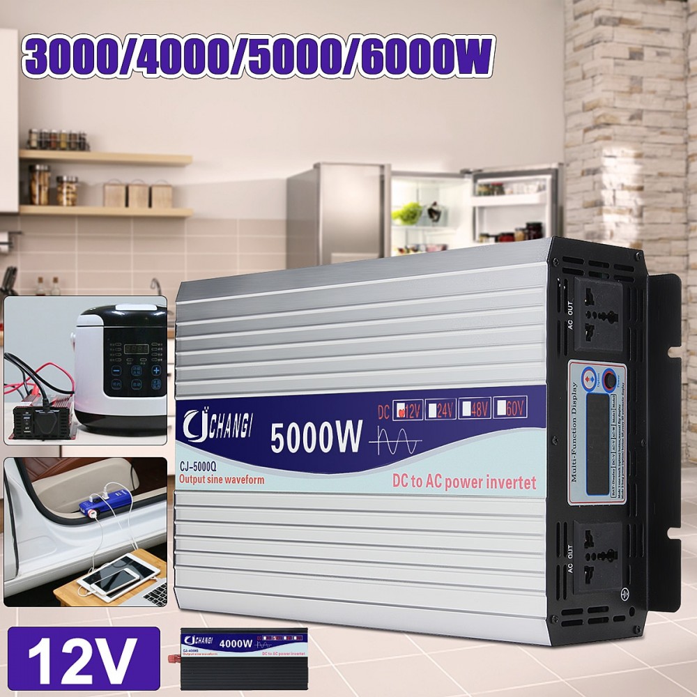 Intelligent Screen Pure Sine Wave Power Inverter 12V To 220V 3000W/4000W/5000W/6000W Converter Power Solar Inverter