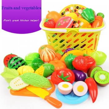 37pcs/lot Children Pretend Role Play House Toy Cutting Fruit Plastic Vegetables Food Kitchen Baby Classic Kids Educational Toys