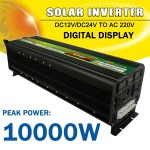 Solar Power Inverter 10000W Max DC 12V/24V to AC 220V LCD Display Modified Sine Wave Converter Car Adapter Charge for Home Auto