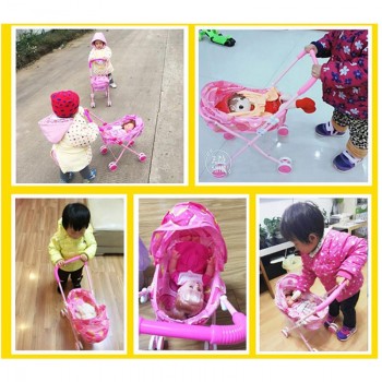 Childrens Toy Cart Doll Baby Girl Play House Toy Set Stroller Toy Trolley With Sounded Doll Built Sense Of Responsibilities Toy