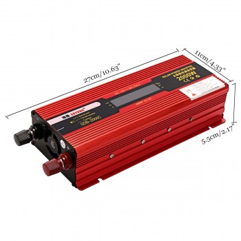 2000W Car LCD Solar Power Inverter DC 12V to AC 110V/230V Modified Sine Wave Converter Adapter Portable Car Vehicles Electronics