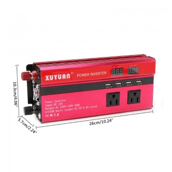 Free delivery 4000W Solar Car Power Inverter LED DC12/24V to AC110/220V Sine Wave Converter 4 USB Interfaces