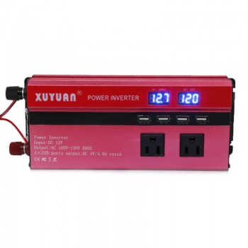 Free delivery 4000W Solar Car Power Inverter LED DC12/24V to AC110/220V Sine Wave Converter 4 USB Interfaces