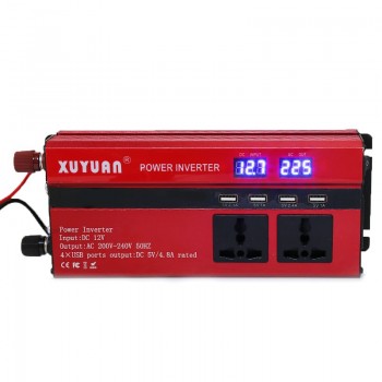 Free delivery 4000W Solar Car Power Inverter LED DC12/24V to AC110/220V Sine Wave Converter 4 USB Interfaces