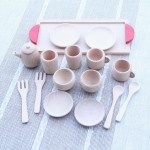 Baby Toys Nature Beech Wood Tea Set Wooden Toys Cup Set Pretend Play Kitchen Toys Educational Infant Birthday Gift