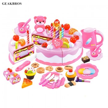 38-80pcs DIY Pretend Play Fruit Cutting Birthday Cake Kitchen Food Toys Cocina De Juguete Toy Children Girls Christmas Gift Toys