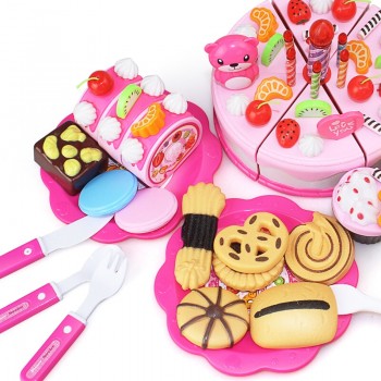 38-80pcs DIY Pretend Play Fruit Cutting Birthday Cake Kitchen Food Toys Cocina De Juguete Toy Children Girls Christmas Gift Toys