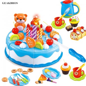 38-80pcs DIY Pretend Play Fruit Cutting Birthday Cake Kitchen Food Toys Cocina De Juguete Toy Children Girls Christmas Gift Toys