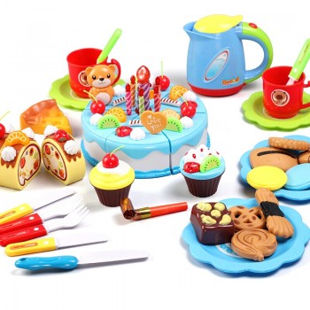 38-80pcs DIY Pretend Play Fruit Cutting Birthday Cake Kitchen Food Toys Cocina De Juguete Toy Children Girls Christmas Gift Toys