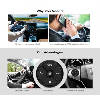 Universal Car Steering Wheel Remote Control Key Music Wireless DVD GPS Navigation Radio Control Buttons Black