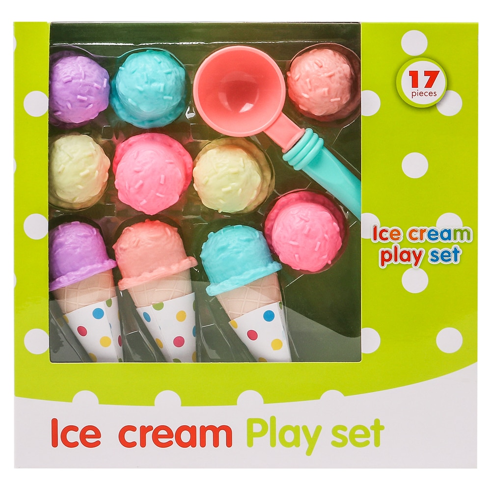 17Pcs Simulation Ice Cream Play Set Pretend Play Toys Educational Kid Kitchen Set Fun Miniature Toys for Children