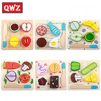 Wooden Toy Kitchen Cut Fruits Vegetables Dessert Kids Cooking Kitchen Toy Food Pretend Play Puzzle Educational Toys for Children