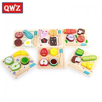 Wooden Toy Kitchen Cut Fruits Vegetables Dessert Kids Cooking Kitchen Toy Food Pretend Play Puzzle Educational Toys for Children