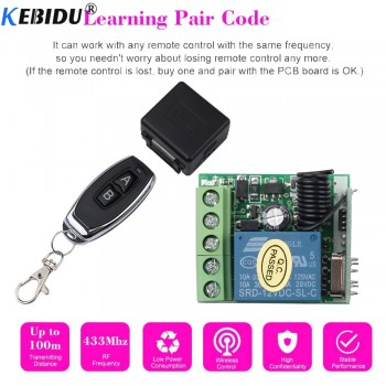 kebidu KR2201-4 DC 12V 1CH Relay Receiver Module RF Transmitter 433Mhz Wireless Remote Control Switch